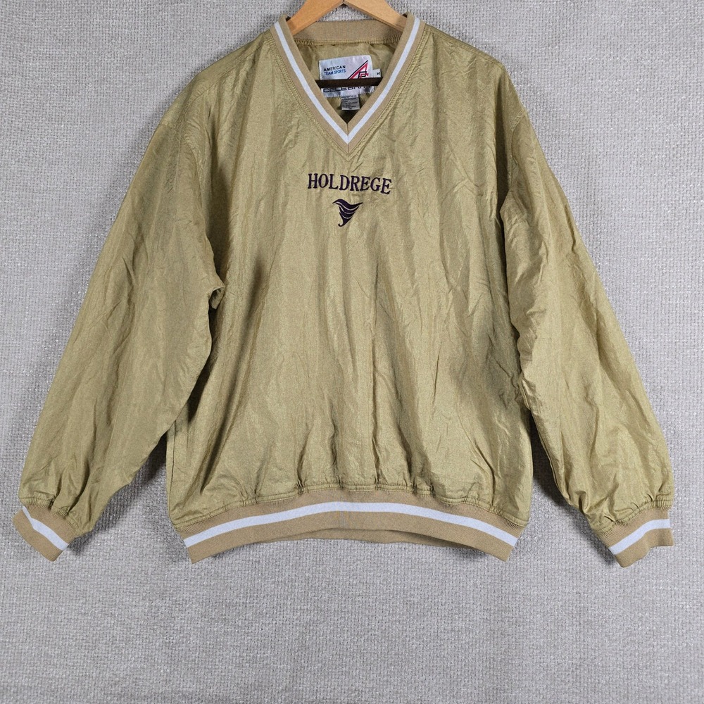 Pro Celebrity Mens Holdrege V-Neck Windbreaker Pullover Tan Sz M Water Repellent
